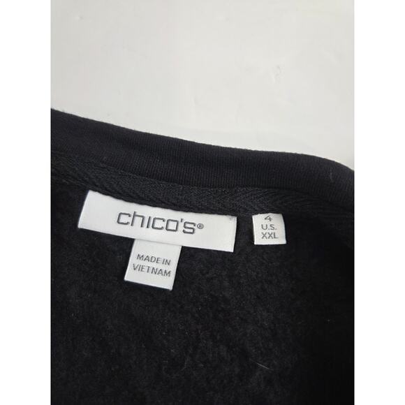 Chico’s Black/White Balloon 3/4 Sleeve XXL/4 Casual Top - Picture 5 of 7